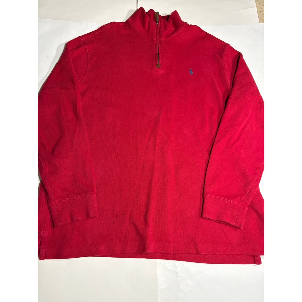 Polo Ralph Lauren Quarter Zip Sweater XXL Red Pony Logo Cotton Pullover Men
